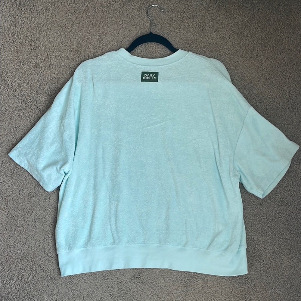 Daily Drills Light Blue Terry Cropped Sleeve Crew